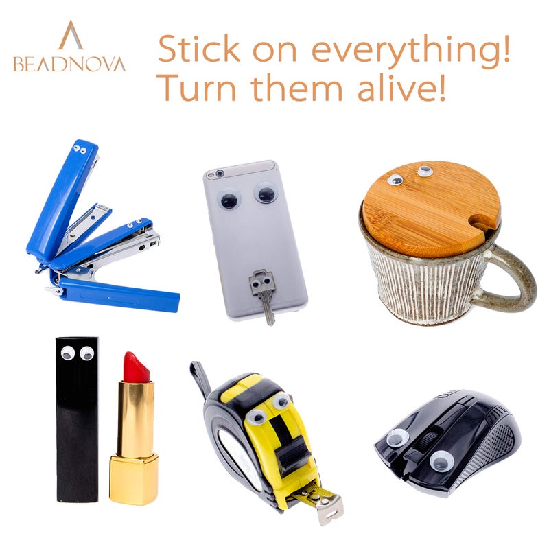 BEADNOVA Black Wiggle Googly Eyes Wobbly Eyes with Self Adhesive Sticker for DIY Craft Scrapbooking (50mm, 12pcs) - Image 4